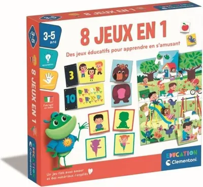 Zdjęcie produktu dla Zestaw gier edukacyjnych Clementoni 8 w 1: kształty, kolory, liczby, ilości, od 3 lat, edukacyjny