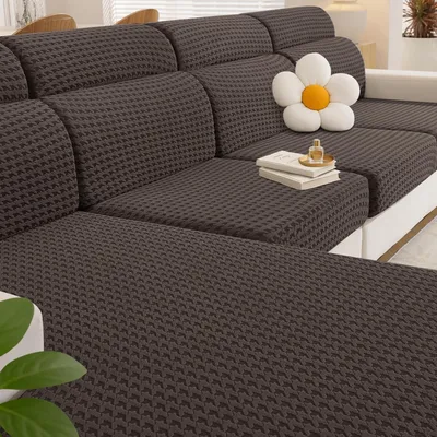 Produktbild von Stretch Sitzkissenbezug rutschfest 2 Sitzer Braun