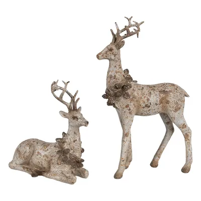 Obrázok produktu pre Clayre & Eef dekoratívna figúrka sada 2 jeleňov 20/12 cm hnedý plast