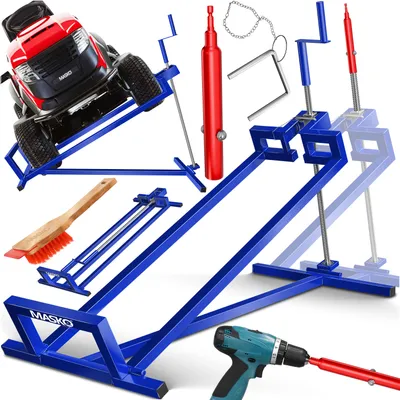 Produktbild von MASKO® XXL Rasentraktorheber 450kg Hebevorrichtung für Aufsitzmäher mit Adapter inkl. Bürste