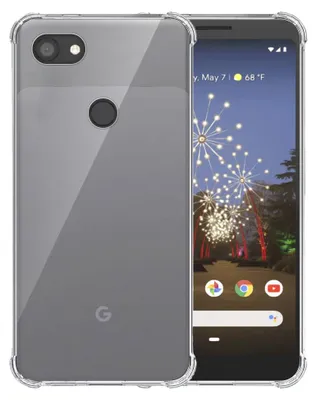 A transparent phone case is shown on a phone with a colorful wallpaper.