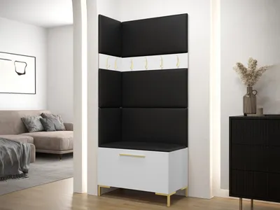 Obrázek produktu pro Stěna do chodby s čalouněnými panely ANDORA 4 - bílá / černá