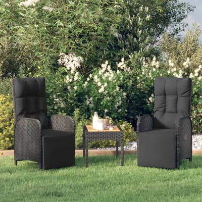 Produktbild von vidaXL Garten-Relaxsessel mit Kissen 2 Stk. Poly Rattan Schwarz