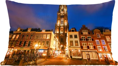 Produktbild von MuchoWow® Zierkissen Sofakissen Wohnzimmer Dekokissen 50x30 cm Nacht - Domturm - Utrecht - Wohnzimmerdekoration - Polster mit Photo