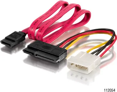 Produktbild von Equip Stromkabel SATA 15+7pol Bu > 4pin+SATA 7pin St/B Polybeutel