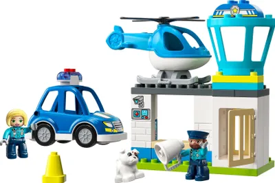 Produktbild von LEGO 10959 DUPLO Polizeistation mit Hubschrauber, Polizeiauto und Steine, Polizei-Spielzeug für Kleinkinder ab 2 Jahre, Lernspielzeug für Mädchen und Jungen