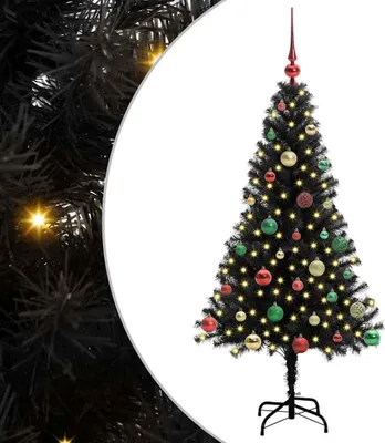 Obrázok produktu pre vidaXL Vianočný stromček so 150 LED diódami so stojanom čierny 150 cm PVC