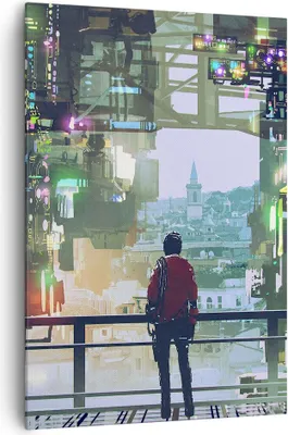 Produktbild von Bild auf Leinwand - Leinwandbild - Einteilig - Stadt Brücke Haus - 70x100cm - Wand Bild - Wanddeko - Wandbilder - Leinwanddruck - Wanddekoration - Leinwand bilder - Wandbild - PA70x100-4017