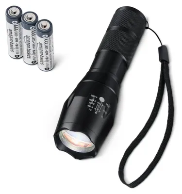 Image de A. Lampe de poche LED de base avec 5 modes d'éclairage - Lampe de poche zoomable de 200 lumens