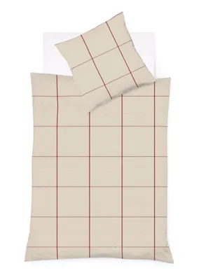 Produktbild von Fleuresse Lech Edelflanell Bettwäsche 155x220 Karo natur rot  604311-04