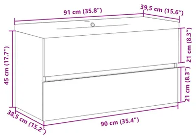 Image de vidaXL Meuble sous-lavabo avec vasque encastrée Chêne Artisan