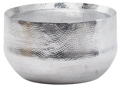 Zdjęcie produktu dla Kawowy  aluminium srebrny 60x60x35 cm stół do salonu młotkowany | Wohnling