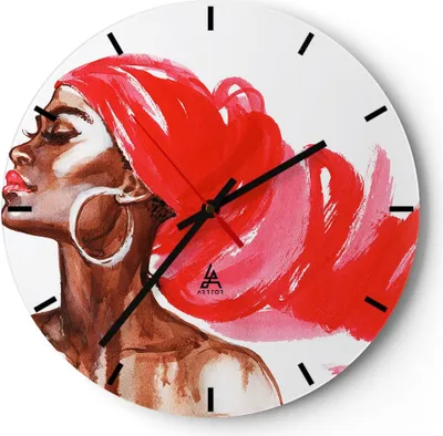 Produktbild von Wanduhr - Rund - Glasuhr - frau modern - 40x40cm - Schleichendes Uhrwerk - Lautlos - zum Aufhängen bereit - Dekoration Modern - Wanddekoration aus Glas - C3AR40x40-3497