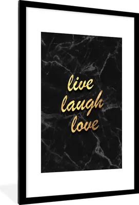 Produktbild von MuchoWow® Gerahmtes Poster Zitat - Leben - Liebe - Gold - Marmor 60x90 cm - Poster mit Schwarzem Bilderrahmen Wandposter Rahmen Foto Bilder - Dekoration - Wandposter Wohnzimmer - Hochwertig