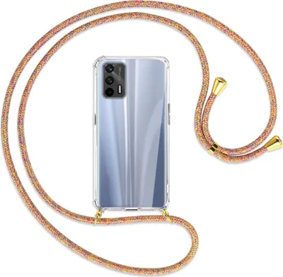 Produktbild von Handykette Backcover-Schutzhülle mit Band (Metall goldfarben) für Realme GT 5G (RMX2202) - Rainbow