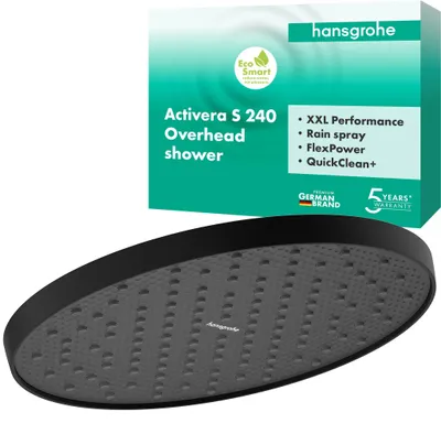 Kopfbrause Activera S, 240 mm, Regendusche, matt schwarz