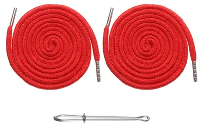 Kordelstopper 2er-Set, 130 cm, Baumwolle, rot, mit Einfädler für Kleidung