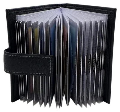 Produktbild von Kreditkartenetui aus Büffelleder mit RFID- und NFC-Schutz (Schwarz)