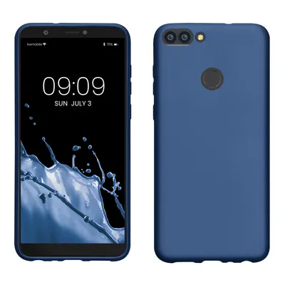 Imagen del producto de Funda kwmobile compatible con Huawei Enjoy 7S / P Smart (2017) - Funda de silicona con brillo metálico - Funda para teléfono móvil, color azul metálico