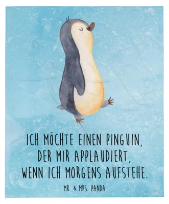 Produktbild von Mr. & Mrs. Panda Bettdecke Pinguin marschieren - Eisblau - Geschenk, Familie, Plaid, Bettüberwurf, Schwester, Kuscheldecke, Decke, Bruder, Applaus, Unausgeschlafen