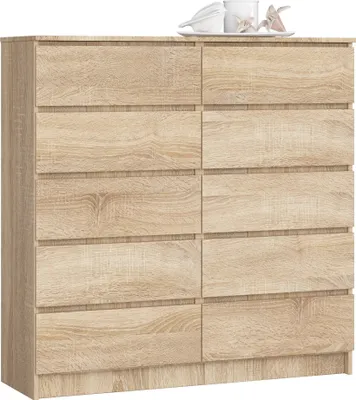 Zdjęcie produktu dla Komoda AKORD K120 Dąb Sonoma 120 cm 10 szuflad kolor Dąb Sonoma mat 120x40x121 cm