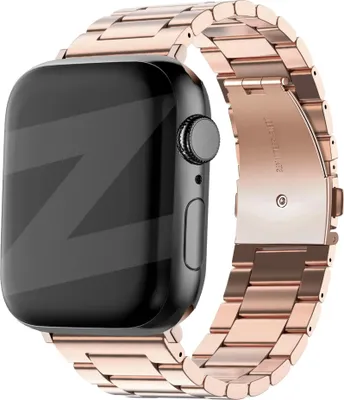 Produktbild von Bandz Stahlband 'Classic' passend für Apple Watch 1/2/3/4/5/6/8/9/SE/Ultra (2) - Größe 42/44/45/49 mm - Roségoldfarbenes Stahlband für Apple Watch
