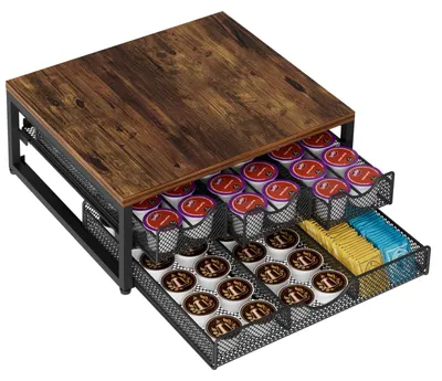 Produktbild von Omgoods – Holz-Kaffeekapselhalter mit 3 ausziehbaren Schubladen für 72 Kapseln