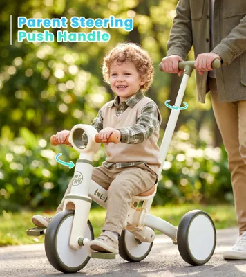 Imagen del producto de Bicicleta de aprendizaje 5 en 1 con barra de empuje, a partir de 1 año, vehículo para niños, para uso en interiores y exteriores