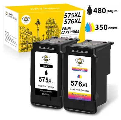 Produktbild von 2er für CANON PG-575 576 XXL Patronen Tintenpatrone für ️Pixma TR4750i TR4751i TS3550i TS3551i(1B=480 Seiten,1C=350 Seiten)