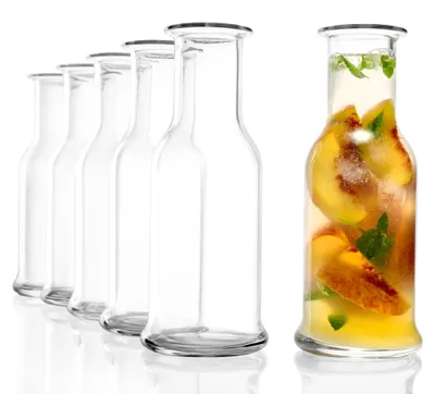 Produktbild von Wasserkaraffe Glaskaraffe Wasserkrug - 500 ml - 6 Stück - Spülmaschinenfest - Für Wasser, Limonade und Saft
