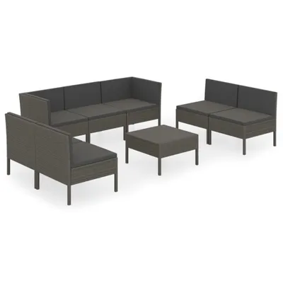 Obrázok produktu pre vidaXL 8-dielna záhradná obývacia súprava s vankúšmi Poly Rattan Grey