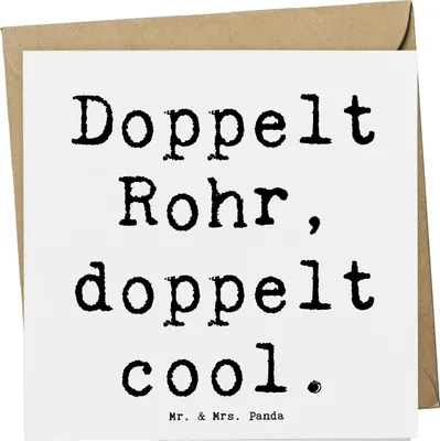 Produktbild von Mr. & Mrs. Panda Grußkarte Spruch Fagott Doppelt Cool - Weiß - Geschenk, Musik, Lernen, Musiker, Glückwunschkarte, Klappkarte, Orchester, Instrument, anlasskarte