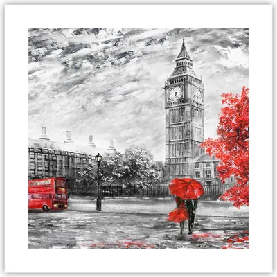 Produktbild von Poster - Poster ohne Rahmen - London Bus - 40x40 cm - Wand Bild - Wanddeko - Wandbilder - Kunstposter - Wandposter - Bilder - Kunstdruck - Wanddekoration - Wandbild - P2XAC40x40-3866