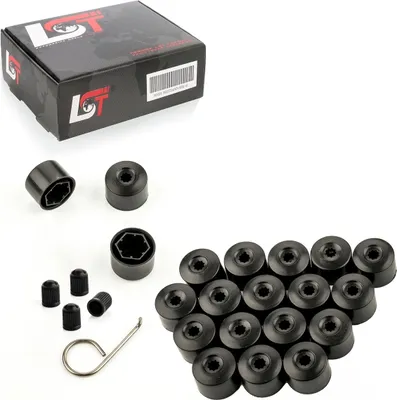 Produktbild von 20x Radschrauben Felgen Abdeckkappen Set 17 mm schwarz matt für SAAB OPEL VOLVO
