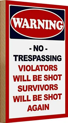 Produktbild von Holzschild Spruch 20x30cm Warning no trespadding