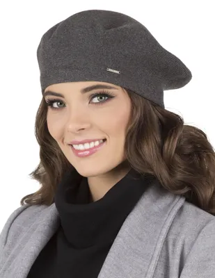 Produktbild von Vivisence Elegante Damen Baskenmütze - Warme Gemütliche Mütze Damen Stilvolle Wintermütze für Frauen - Strickmützen herbst Barett - Dunkelgrau