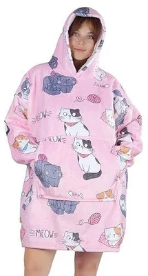 Zdjęcie produktu dla Bluza oversized sherpa damska ciepła przytulna koc narzutka uniwersalna