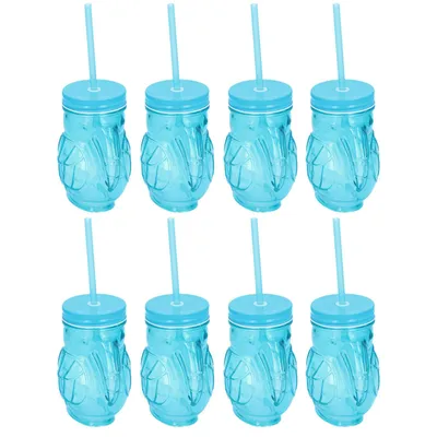 Immagine prodotto di Set da 8 bicchieri in stile tucano: bicchieri da cocktail con coperchio e cannuccia, bicchieri da cocktail da bar, bicchieri da long drink, bicchieri da festa