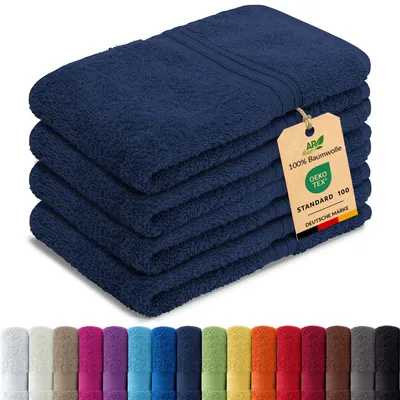 Produktbild von 4er-Set ARIZONA Handtuch-Serie von AR Line – 100% Baumwolle, 500 g/m², 4er-Set Gästetücher 30x50 cm, Dunkelblau