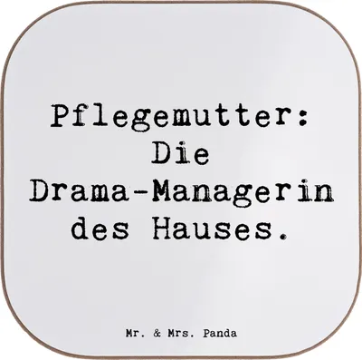 Produktbild von Mr. & Mrs. Panda PErsonalisierte Bierdeckel Pflegemutter Managerin - Weiß - Geschenk, Fürsorge, Familienmitglieder, untersetzer personalisiert, Glasuntersetzer, Drama