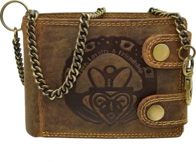 Produktbild von Voll Leder Geldbörse mit RFID Schutz und Prägung Liebe -Loyalität- Freunschaft irisches Glückszeichen