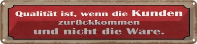 Produktbild von vianmo Blechschild 10x46 cm Qualität ist Kunden zurückkommen Spruch Zitat