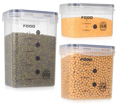 Produktbild von Set mit 3 luftdichten Vorratsbehältern (0,8L, 1,4L, 2L)