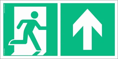 Produktbild von Wegweiser zum Notausgang oben rechts 300x150 Lichter + Aufkleber