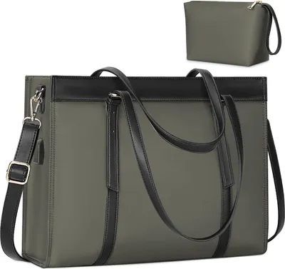 Obrázok produktu pre KTMOUW Shopper dámska taška na notebook s 15,6-palcovým USB nabíjacím portom tmavosivá