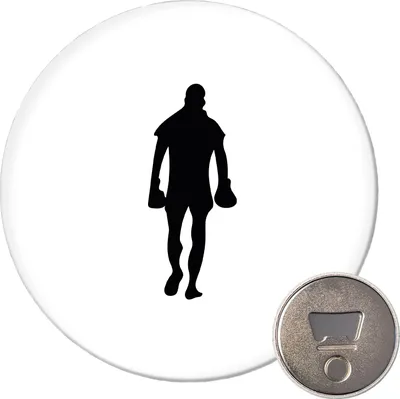 Produktbild von Huuraa Magnet Boxer Silhouette 59mm Kühlschrankmagnet rund Flaschenöffner Geschenkidee