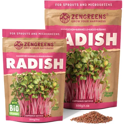 Obrázek produktu pro ZenGreens® BIO Semínka na klíčení Ředkvička 200 g – na klíčky a mikrozeleninu