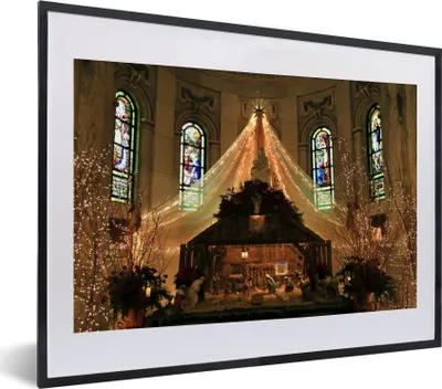 Produktbild von MuchoWow® MuchoWow® Gerahmtes Poster Weihnachten - Krippe 40x30 cm - Poster mit zchwarzem Bilderrahmen - Bilderrahmen - Poster im Rahmen