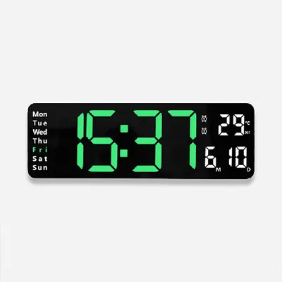 A digital clock displaying the time, date, and temperature.