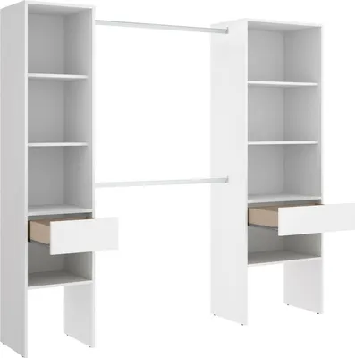 Produktbild von Großer Kleiderschrank Siony, Schlafzimmermöbel, Schrank, Garderobe, 160x50 h185 cm, Weiß